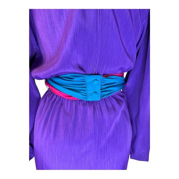 Vtg 80s Retro Colorful Artsy Midi Dress Sizes 10P NWT Modest Modern Minimalist - Picture 7 of 9